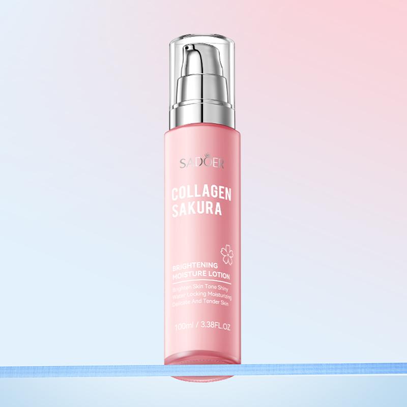 Collagen Sakura Brighten Moisture Lotion,Moisturizing Brighten Face Cream,Brighten Skin Tone Shiny,Water Locking Moisturizing Delicate Skin