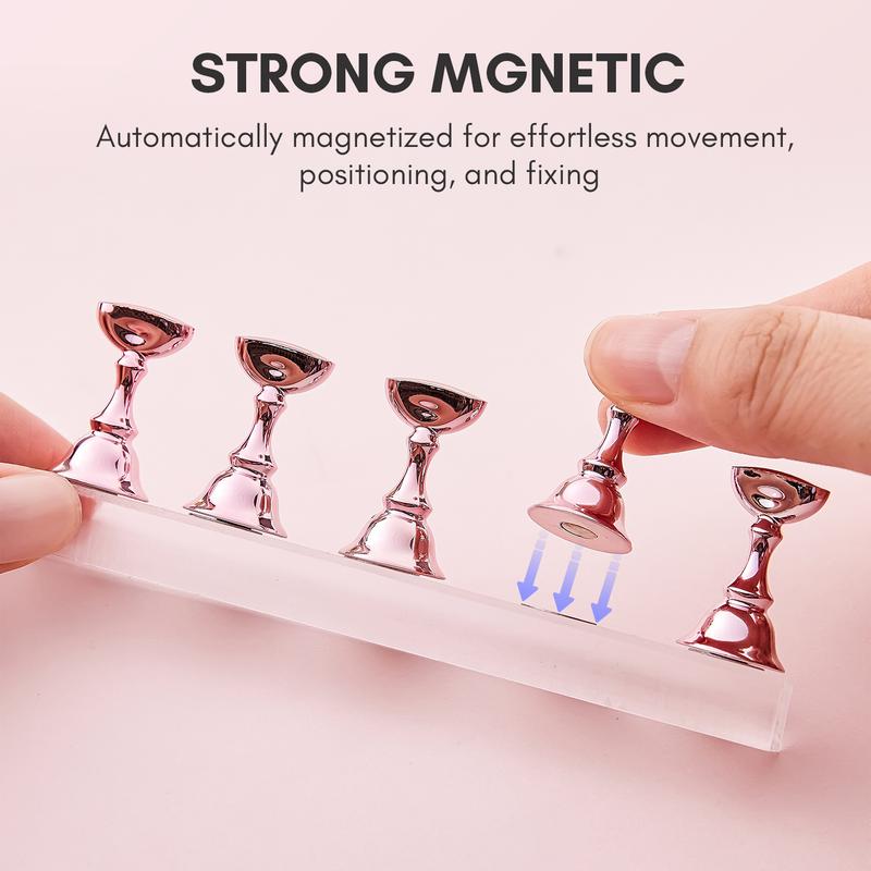 Makartt Nail Stand for Nails Art Display Practice Nail Holder for Painting Nails Stand for False Nail Press On Designs Magnetic Fake Nail Holder with 1M Double-sided Tape For Home DIY Salon Supplies Acrylic Nail Art