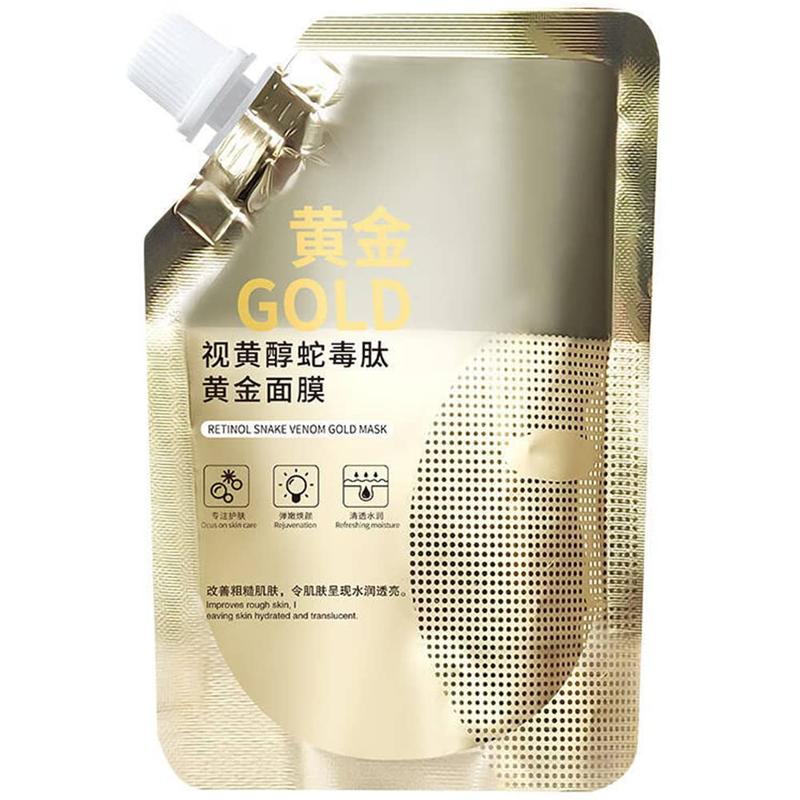 Retinol Snake Venom Gold Mask, Rejuvenating Gold Peel off Mask, Gold Anti Aging Face Mask For Flawless Skin, Anti Wrinkles & Reduce Fine Lines, Clear Acne, Minimize Pores, Moisturizing, 100g