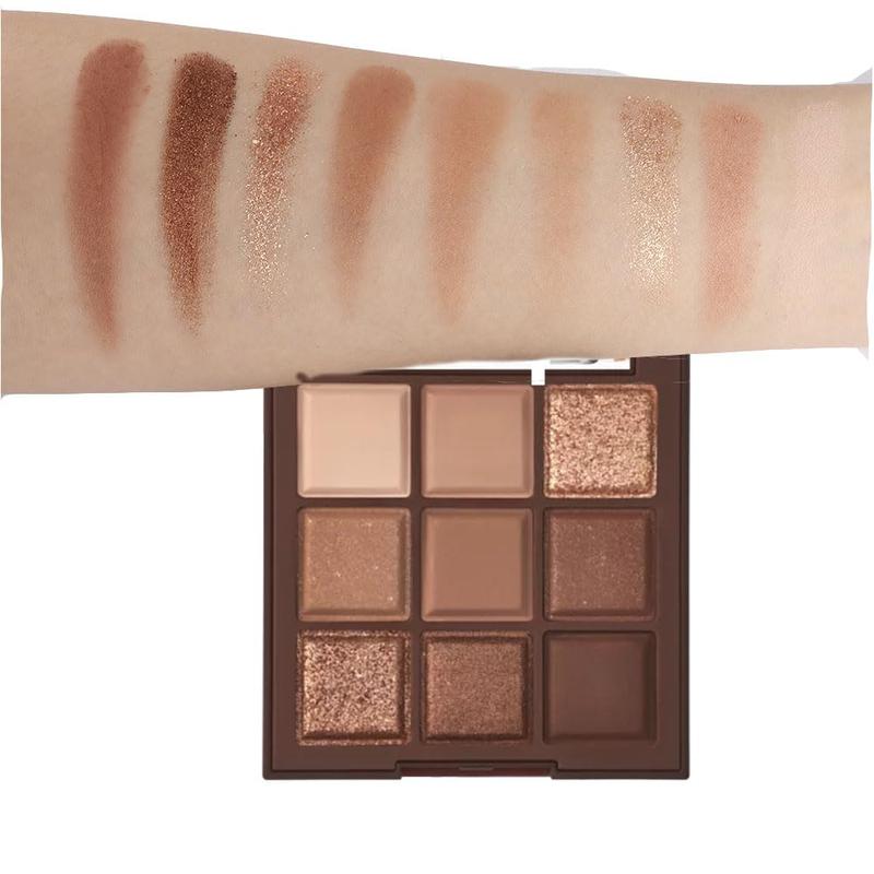 Rose Gold Dark Brown Eyeshadow Palette - 9 Colors Matte Shimmer Highly Pigmented Nude Eyeshadow Makeup - Cosmetic