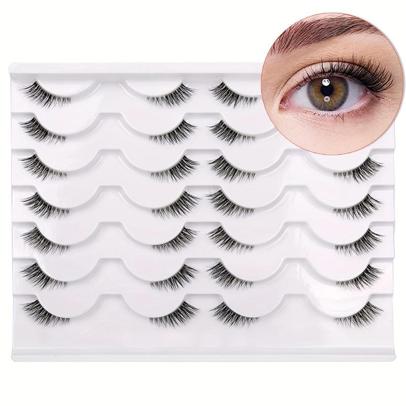 Half Fluffy False Eyelashes Eyelash Extensions, 14 Pairs Natural Volumized Faux False Lashes Lash Extensions with Zona Pellucida, Music Festival Makeup Essentials, Eye Makeup Products, Eyelashes Extensions Kit