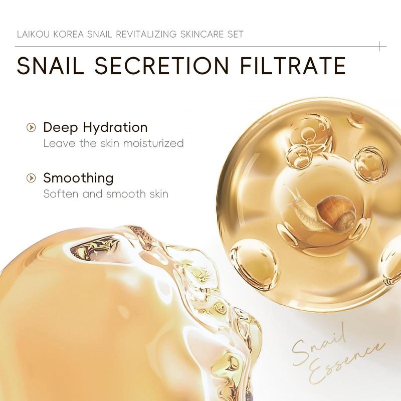 Snail Secretion Filtrate Skin Care Kit, 1 Set Facial Cleanser & Toner & Eye Cream & Serum & Mask & Sleeping Mask & Makeup Bag & Hair Band & Towel & Gift Bag