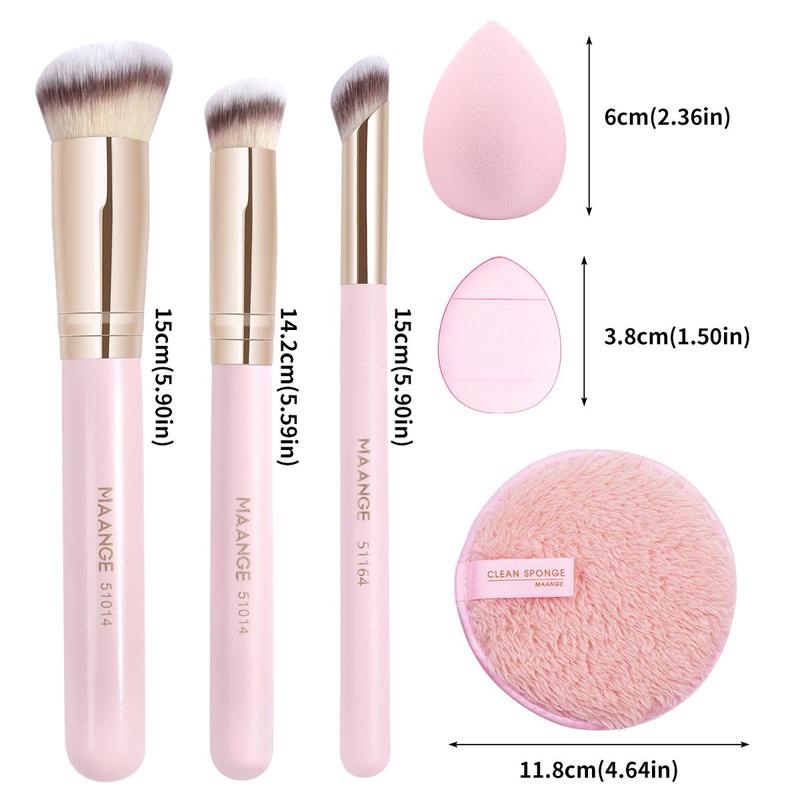 Makeup Tool Set, 7 Counts set Makeup Brushes & Makeup Sponge & Powder Puff, Professional Makeup Tools for Women & Girls