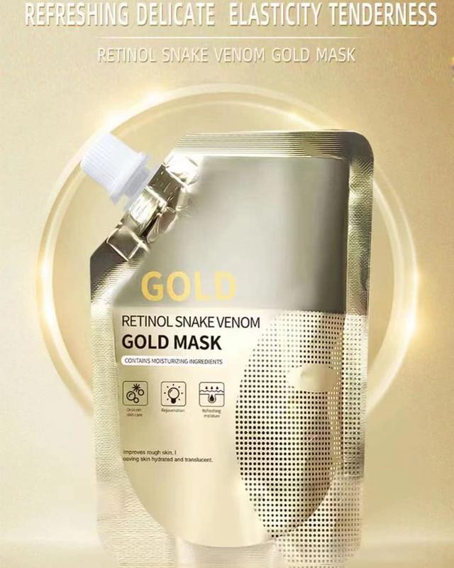 Retinol Snake Venom Gold Mask, Rejuvenating Gold Peel off Mask, Gold Anti Aging Face Mask For Flawless Skin, Anti Wrinkles & Reduce Fine Lines, Clear Acne, Minimize Pores, Moisturizing, 100g