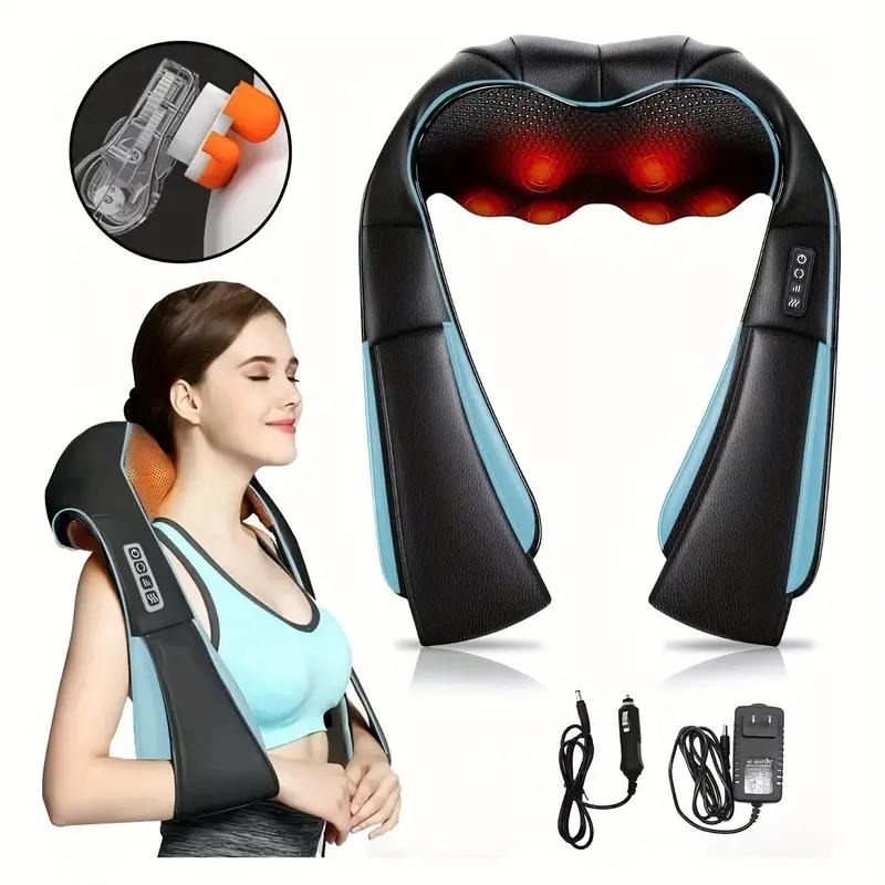 Heated Acupressure Neck and Shoulder Massager - Deep Kneading Massage for Neck, Back, Shoulders, Waist, Legs, Feet, and Muscles, Perfect Gift for Men, Women, Mom, and Dad