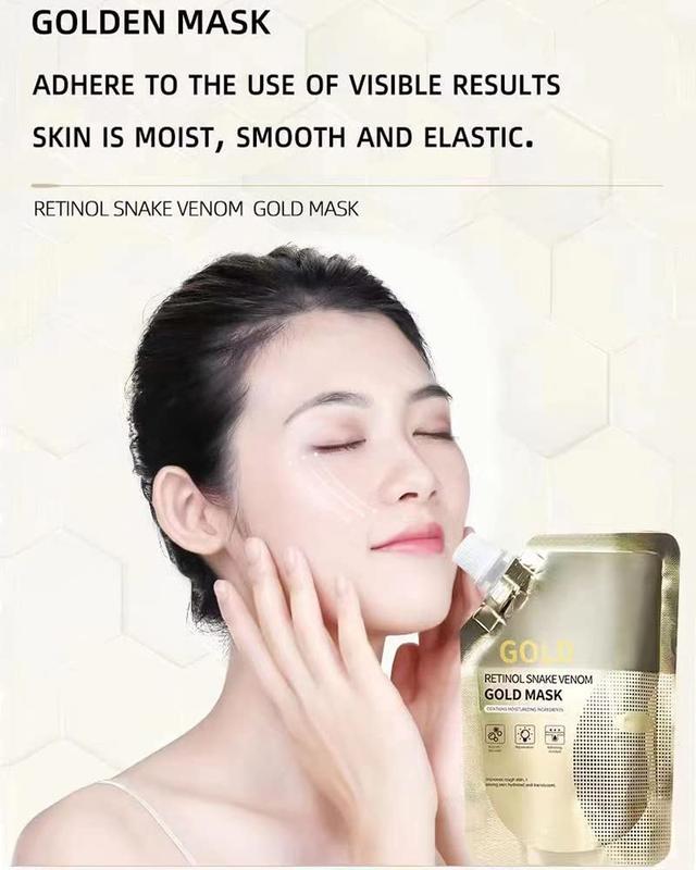 Retinol Snake Venom Gold Mask, Rejuvenating Gold Peel off Mask, Gold Anti Aging Face Mask For Flawless Skin, Anti Wrinkles & Reduce Fine Lines, Clear Acne, Minimize Pores, Moisturizing, 100g