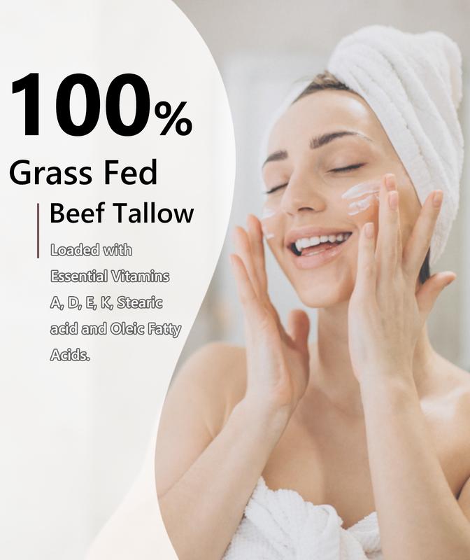 2XL (4fl.oz. 113g) Handmade Whipped  Beef Tallow for Skin, Grass Fed Beef Tallow for Face, Beef Tallow Moisturizer for Face and Body - Organic Beef Tallow to Nourish the Skin, 4 fl. oz. Skincare Balm Smooth Vitamins Comfort Skin Repair Moisture Hydrating