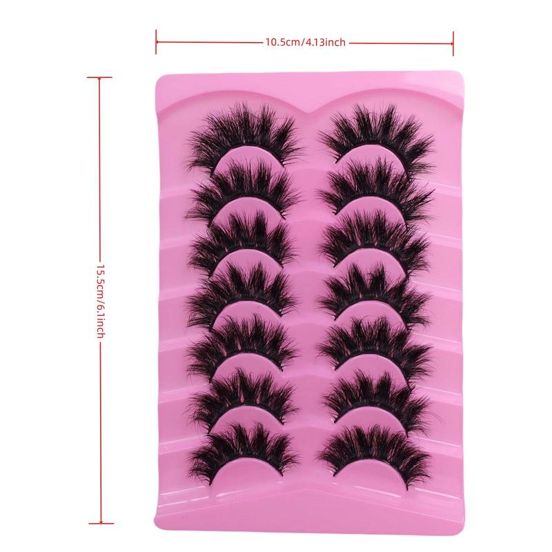 Natural Look False Eyelashes, 7 Pairs Fluffy Curling Faux Cluster Lashes, Volumized False Eyelashes for Women and Girls Eye Makeup Enhancement