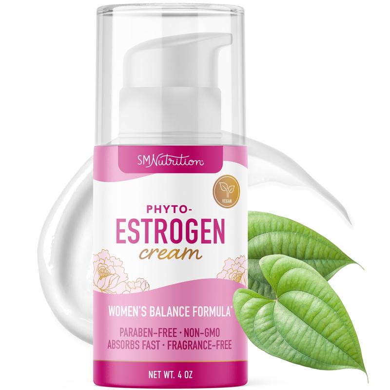 Phyto Estrogen Cream for Women with Wild Yam | Black Cohosh, Dong Quai, Red Clover | 96 Topical Servings | 4oz Pump | Vegan, Paraben-Free