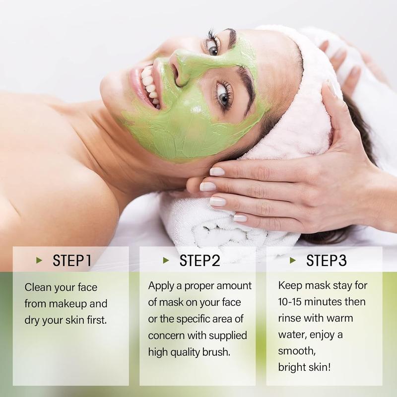 Green Tea Face Mask, Antioxidant Green Tea Clay Mask with Volcanic Mud, Deep Cleansing & Moisturizing & Hydrating Clay Facial Mask for Pores, Blackheads, Wrinkles, Dirts