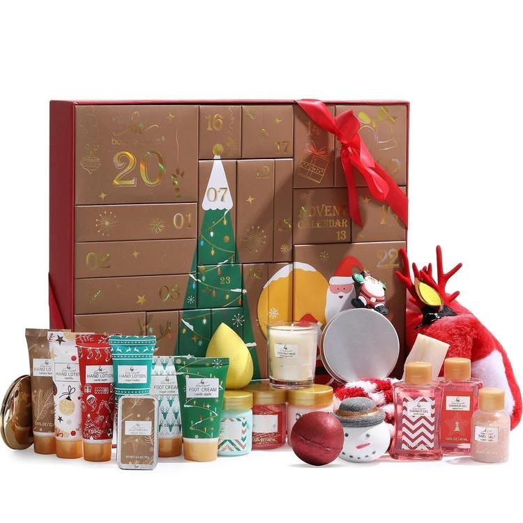 24 Pieces of Bath Body Care Christmas Advent Calendar Gift Set 2024 BODY & EARTH Countdown Christmas Gifts for Women