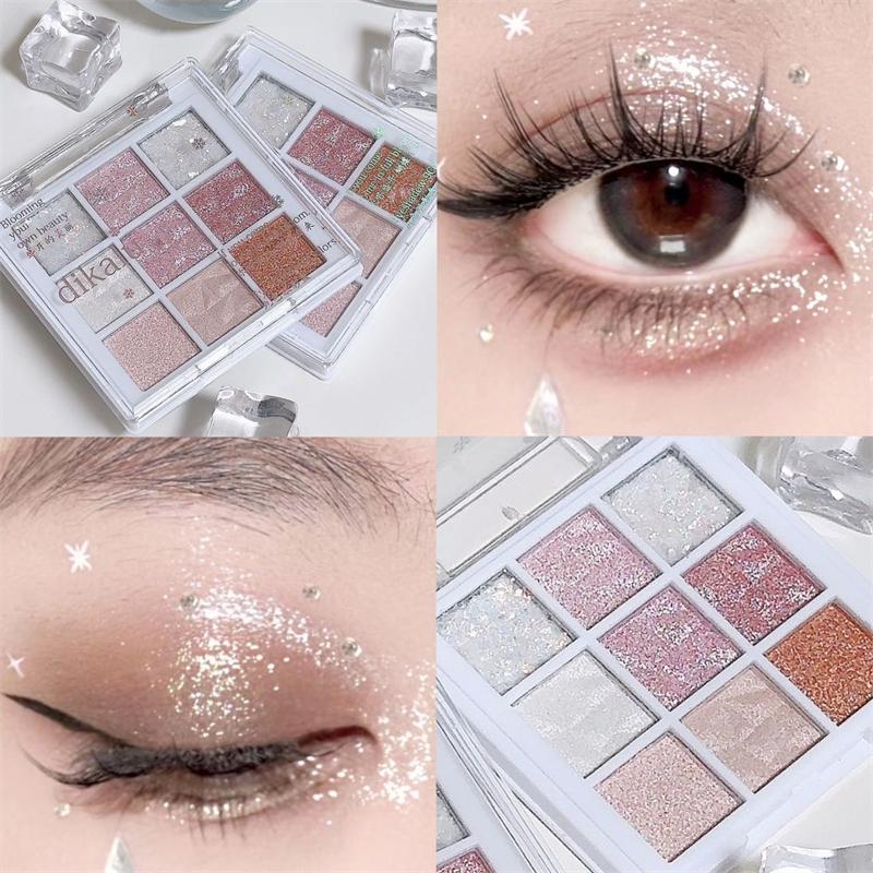 9 Colors Eyeshadow Palette for Music Festival Makeup, Glitter Shimmering Eye Shadow Makeup Palette, Blendable Eyeshadow Powder, Summer Makeup, Fall Gift