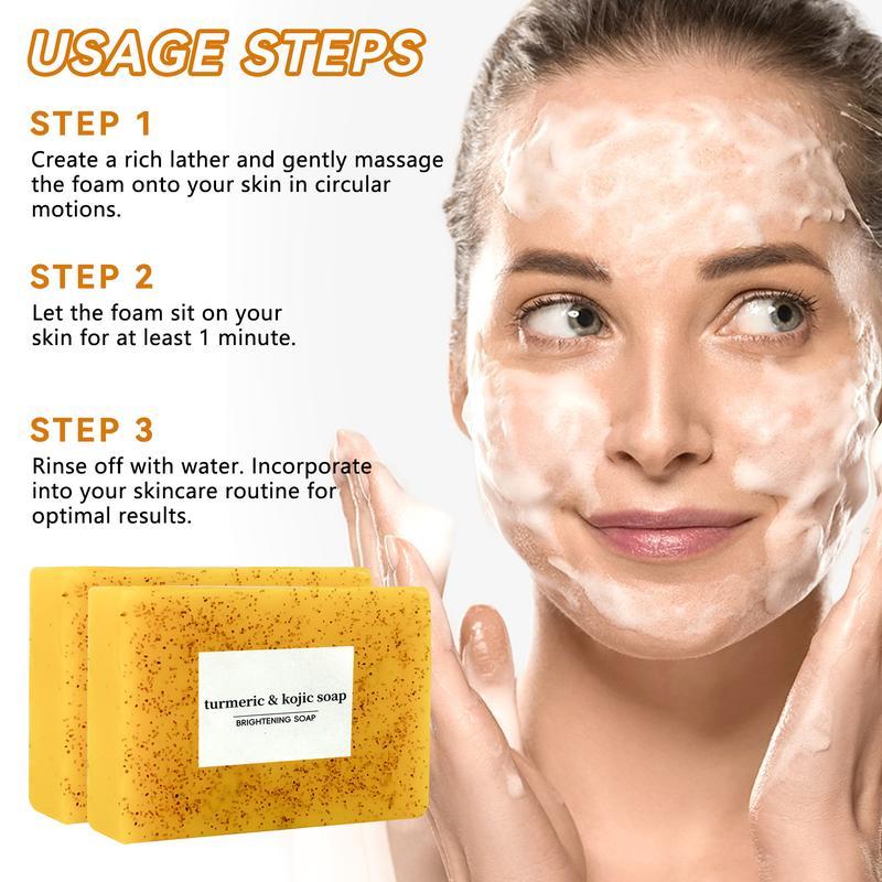 Turmeric & Kojic AcidBrightening Soap, Kojic Acid Soap, SoapBody Care Body Wash Lemon FlawlessOrganic Facial Cleansing Skincare SkinRepair Comfort