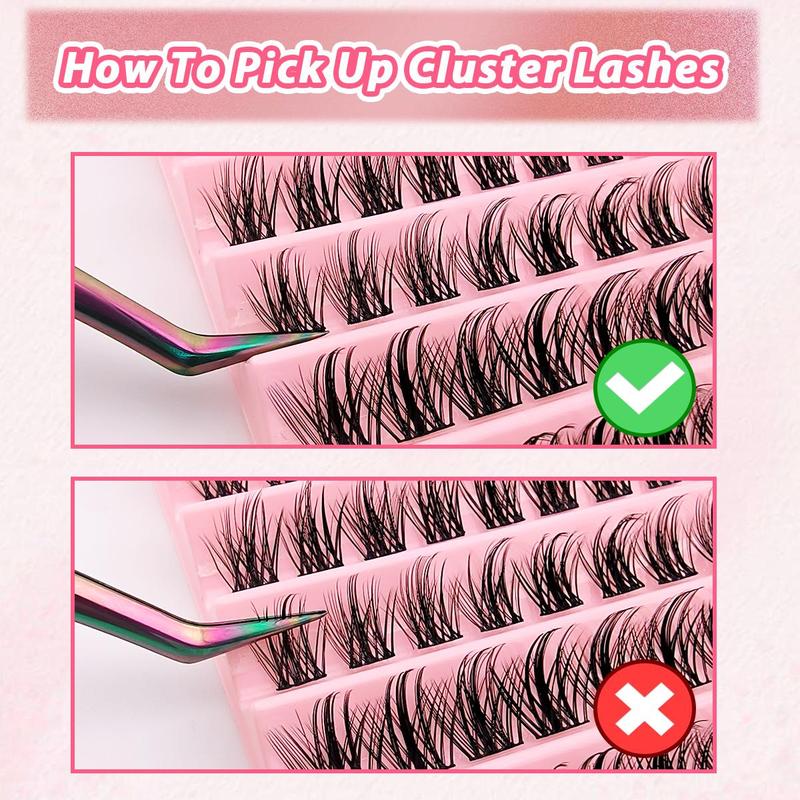 8-16mm DIY Eyelash, Thick & Curly Eyelashes, Natural Look Eyelash Extensions Fake Lash Kit, Individual Eyelash Clusters Eyelashes Extensions Supplies, C Curl, Christmas Gift