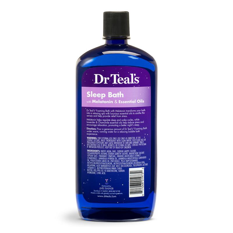 Dr Teal's Foaming Bath, Sleep Bath with Melatonin, Lavender & Chamomile Essential Oils, 34 fl oz.