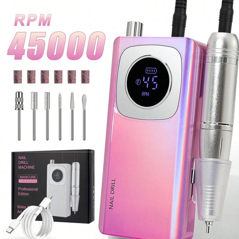 Portable Electric Nail Drill, 1 Set Nail Polishing Machine, Variable Speed Electric Nail File Tool, DIY Nail Art Tool