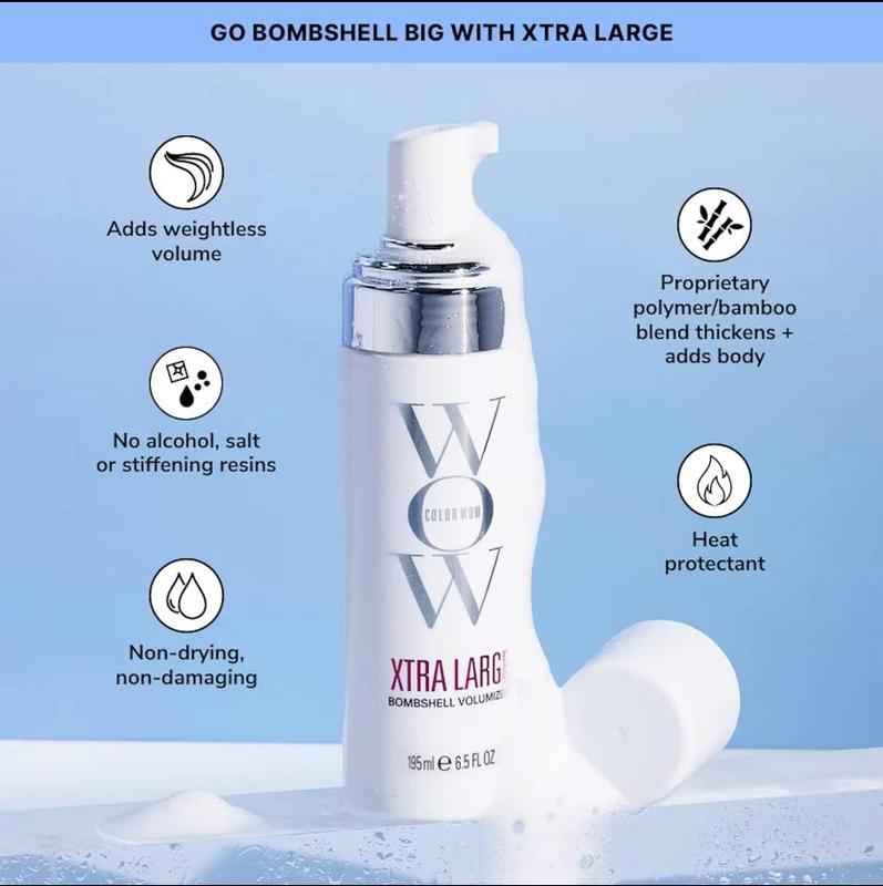 COLOR WOW Va-Va-Va-Volume Bundle - The ultimate volumizing duo for fine, thin, limp hair. Raise the Root creates all-day lift at the roots while Xtra Large adds weightless mass for thick, glossy hair.