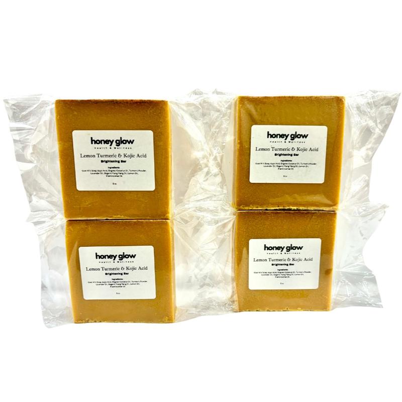 4-Pack Lemon Turmeric & Kojic Acid Brightening Soap, Dark Spot Remover, Kojic Acid Soap Body Care Body Wash Coconut Organic