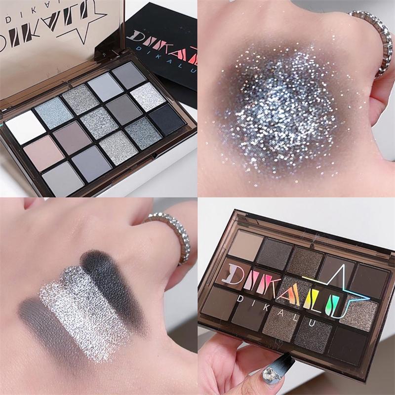 15 Colors Glitter Eyeshadow Palette, 1 Count Matte Long Lasting Highly Pigmented Eyeshadow Powder for Partys Prom, Professional Eyes Makeup Products for Women and Girls