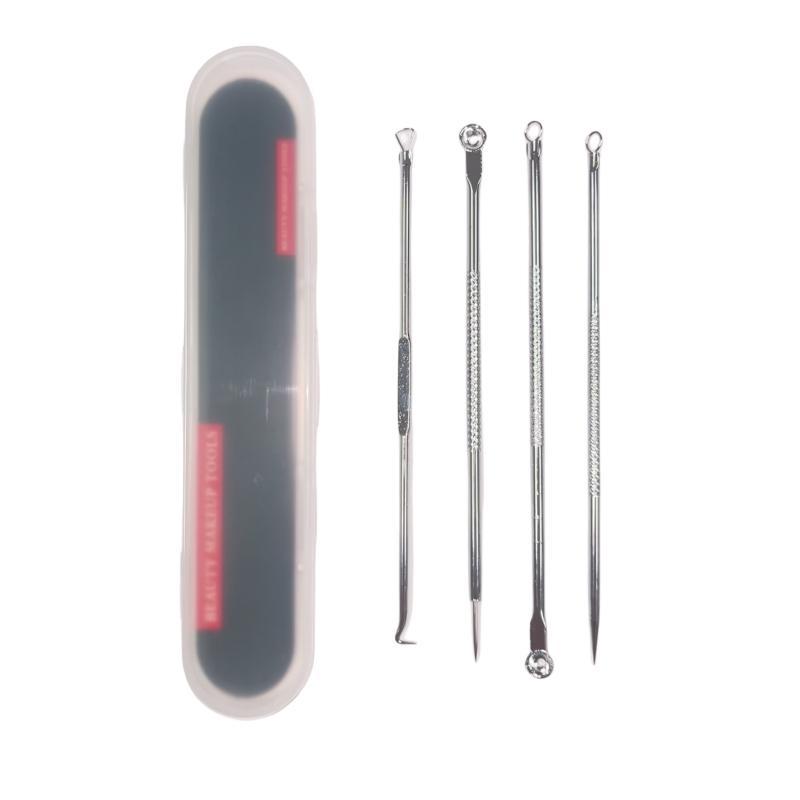 Blackhead Remover Kit with Storage Case, 4 Counts Blackhead Extractor Tool, Professional Comedo Pimple Blemish Remover Skin Care Tool