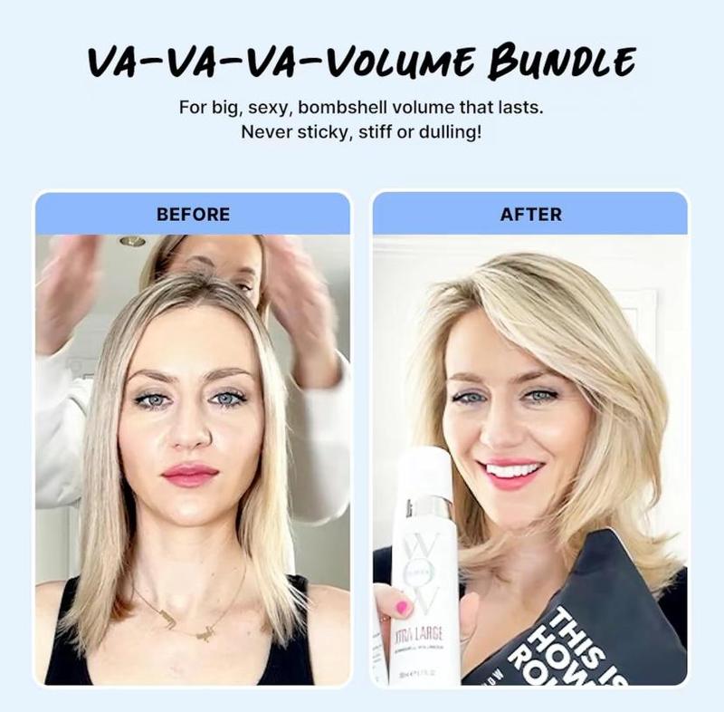 COLOR WOW Va-Va-Va-Volume Bundle - The ultimate volumizing duo for fine, thin, limp hair. Raise the Root creates all-day lift at the roots while Xtra Large adds weightless mass for thick, glossy hair.