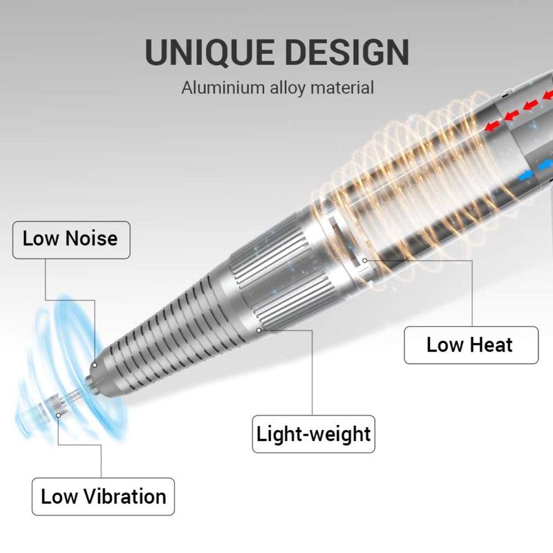 MelodySusie Professional Rechargeable 30000 rpm Nail Drill, Portable Electric E File Scamander, Acrylic Gel Grinder Tools with 6 Bits and Sanding Bands for Manicure Pedicure Shape Carve Polish