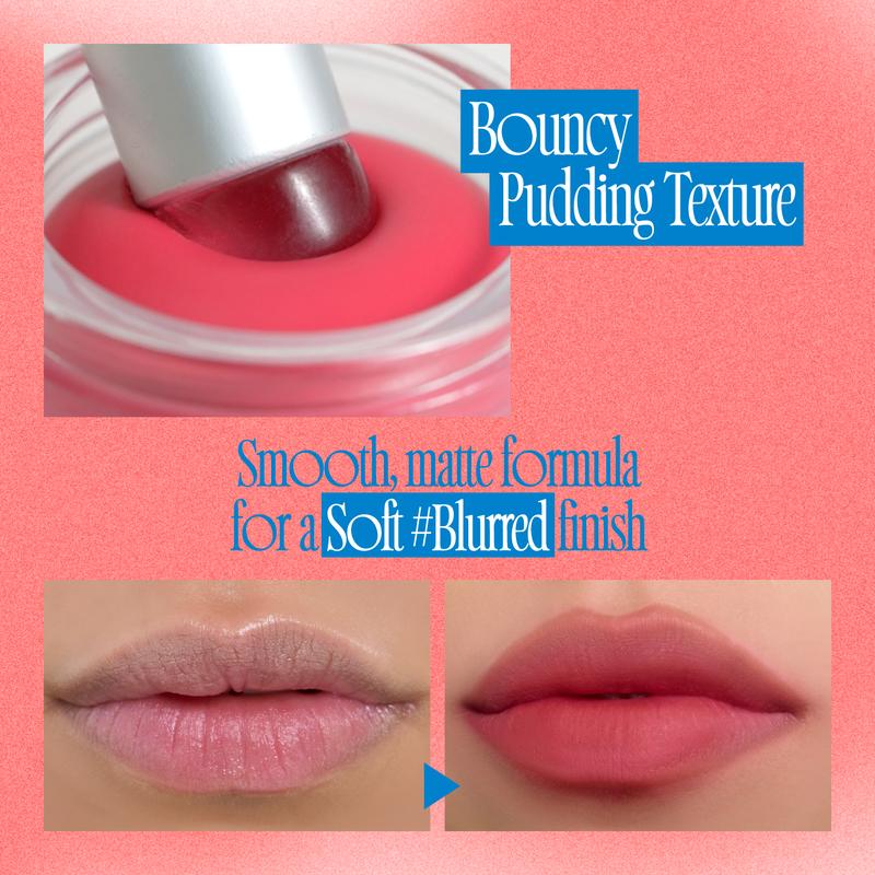 [My Girls] fwee Lip&Cheek Blurry Pudding Pot | Makeup Blush and Blurred Matte Lips | Pudding Texture, Airbrushed Finish | 2 colors (My+Girls) + Lip brush makeup set