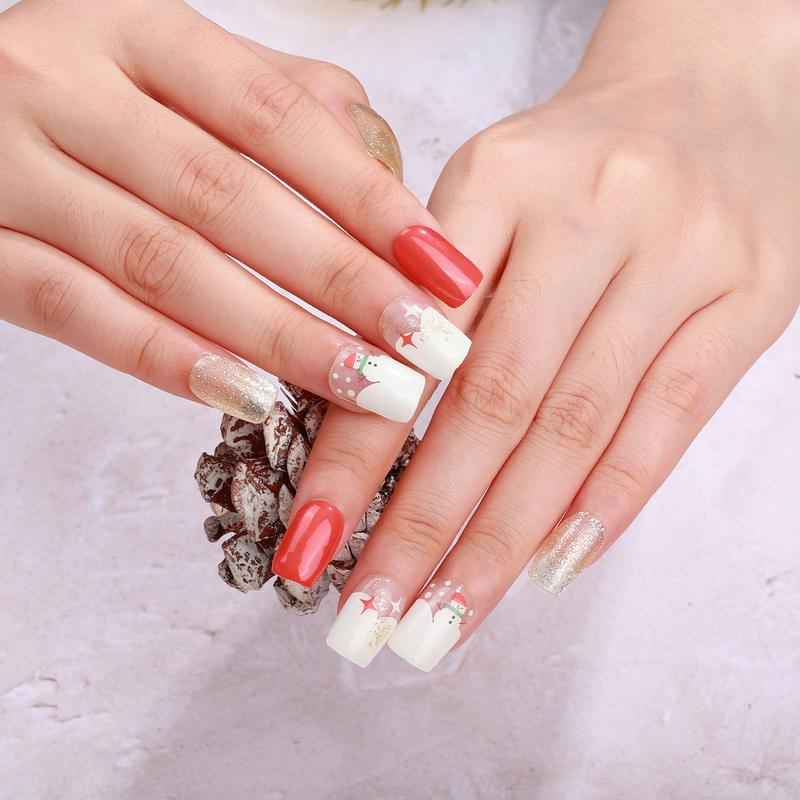 Gel Nail Strips LED nail Lamp Kit,, 20 pcs Gel Nail Stikers, Gel Nail Wraps Semi Cured, Long Lasting Salon-Quality, includes Nail File,Wooden Stick,12W LED nail lamp,Golden, Red and White Charm nail art