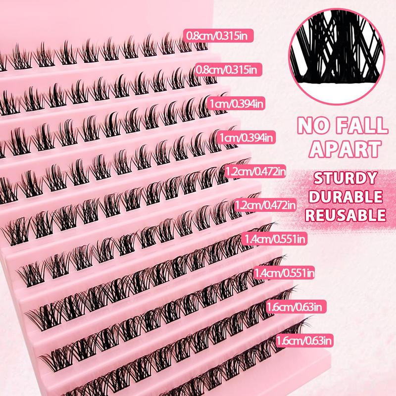 8-16mm DIY Eyelash, Thick & Curly Eyelashes, Natural Look Eyelash Extensions Fake Lash Kit, Individual Eyelash Clusters Eyelashes Extensions Supplies, C Curl, Christmas Gift