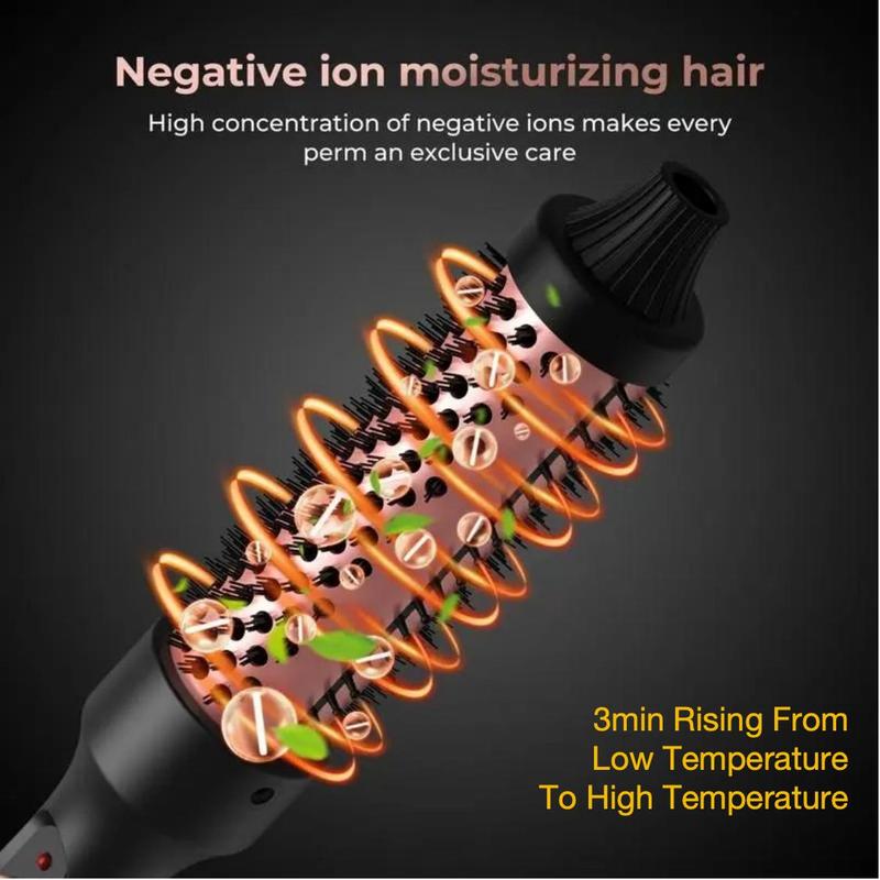 1.25-inch Professional Heated Curly Hair Brush Straight Hair Comb, Hot Tools Thermal Brush, Hair Curling Iron, Negative Ion Perm Stick Heating Round Brush Dual-purpose Hair Styling Comb, American Standard Plug, Women's Hair Styling Tool