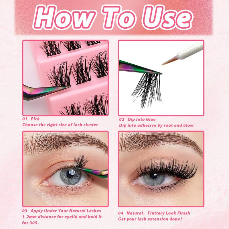 8-16mm DIY Eyelash, Thick & Curly Eyelashes, Natural Look Eyelash Extensions Fake Lash Kit, Individual Eyelash Clusters Eyelashes Extensions Supplies, C Curl, Christmas Gift