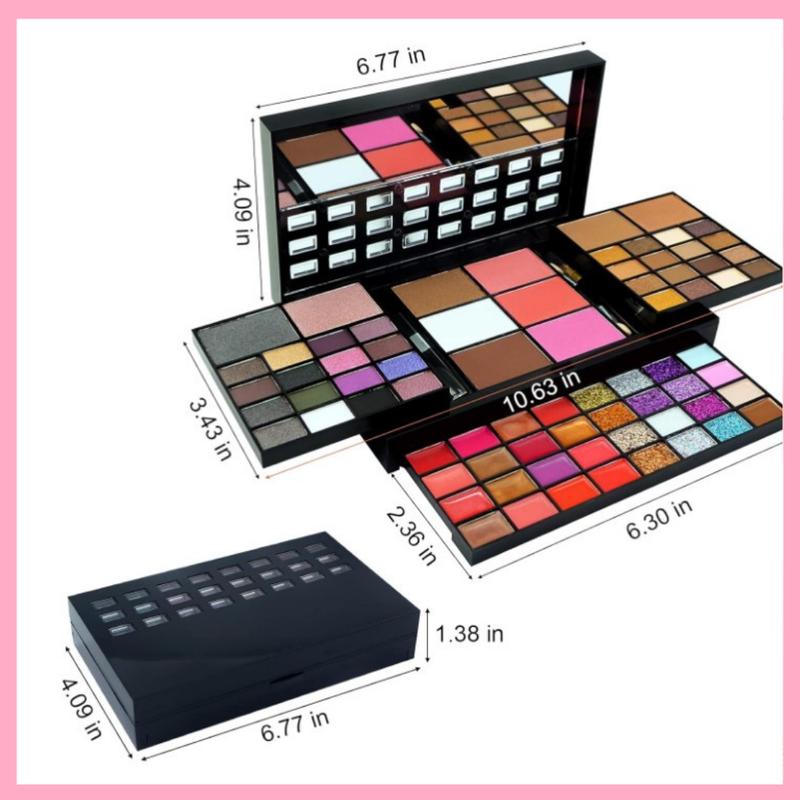 Makeup Kit For Women Full Kit - 74 colors makeup sets - 36 Eyeshadow, 28 Lip Gloss, 3 Contour Powder, 3 Brushes, 3 Blusher, 4 Concealer, 1 Mirror, three-dimensional pull type Combination Palette