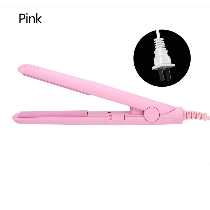 Hair Straightener, Flat Iron Curler, 25W PTC Straightener and Curling Iron in One Mini Hair Straightener(Pink, Us Plug) Comfort