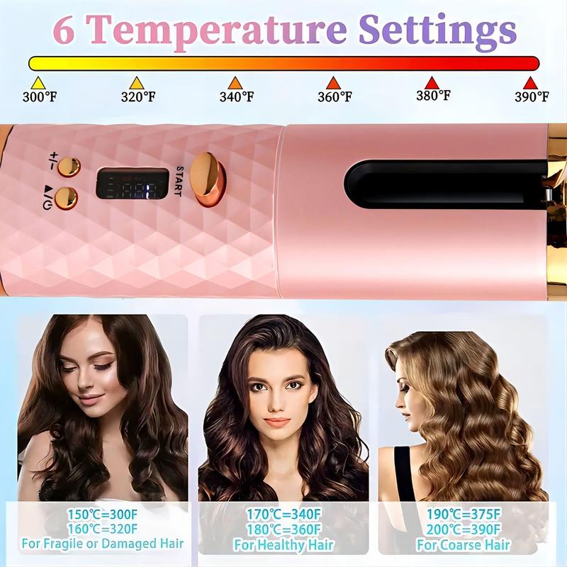 Cordless Automatic Curling Iron, 4000mAh Rechargeable Automatic Hair Curler, Portable Curling Wand, Hair Styling Tool for Home & Travel, Gift for Halloween, Christmas, Fall, Winter Gift, Gift