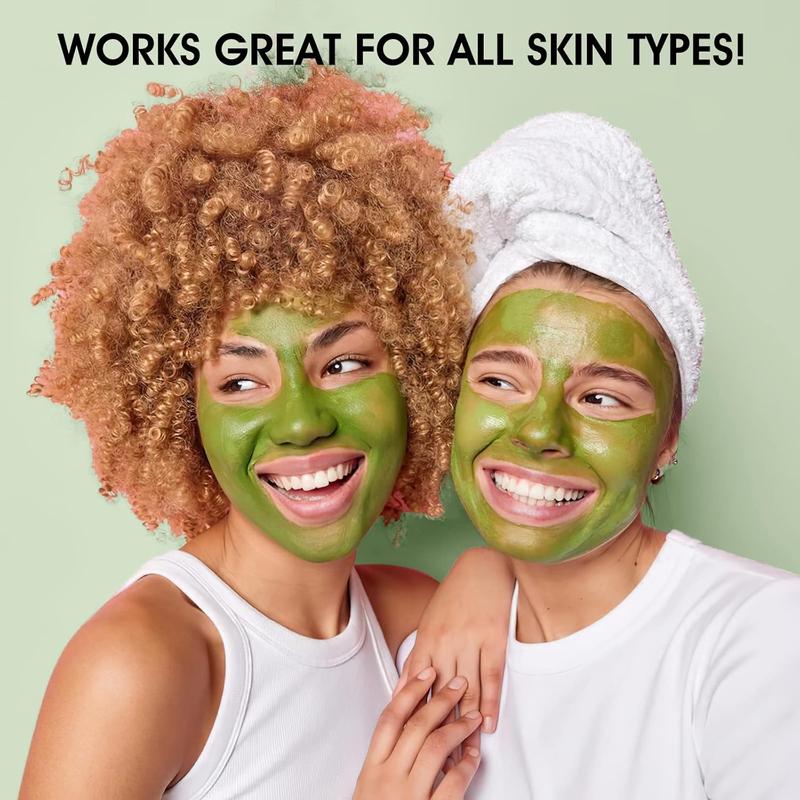 Green Tea Face Mask, Antioxidant Green Tea Clay Mask with Volcanic Mud, Deep Cleansing & Moisturizing & Hydrating Clay Facial Mask for Pores, Blackheads, Wrinkles, Dirts