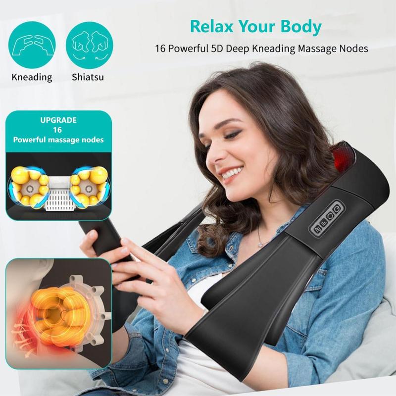 Cordless Neck & Shoulder Massager, 1 Box Electric Massager with Heat, Deep Tissue Muscle Massager for Back, Neck, Shoulder, Leg, Body, Christmas Gift, Stocking Fillers, Winter & New Year Gift