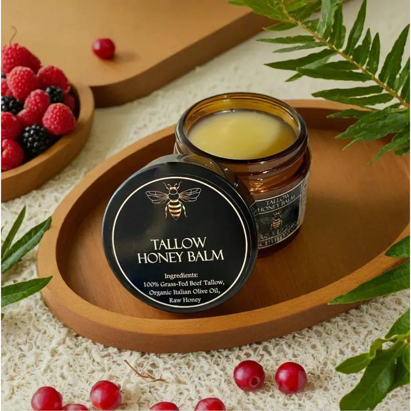 Organic Grass-Fed Beef Tallow Balm with Raw Honey - Nourishing Cream for Soft, Radiant Skin - Handmade All-Natural Moisturizer - 2 oz Skincare