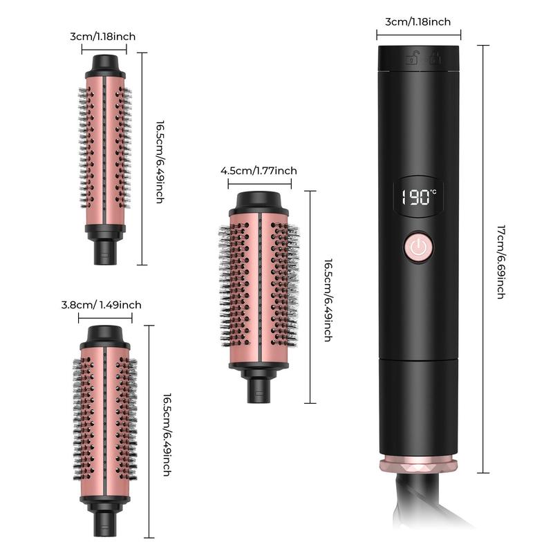 3 in 1 Thermal Brush, LCD Display Heated Round Brush, Hair Straightening Brush, Hair Straightener Comb, Detachable Hair Curling Iron for Beach Waves Hair Styling Tools Set, Curly Hair Brush