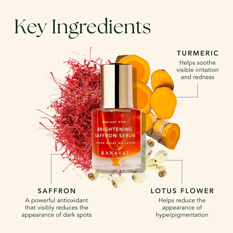 RANAVAT Brightening Saffron Face Serum 5ml Mini - Discoloration Correcting Serum & Vitamin C Serum Alternative - Improves Appearance of Hyperpigmentation & Dark Spots