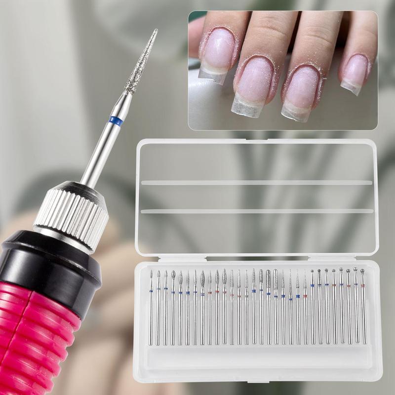 Nail Drill Bit Set with Storage Case, 30pcs Nail Polishing Head, Professional Manicure Tool for Beauty Salon Use