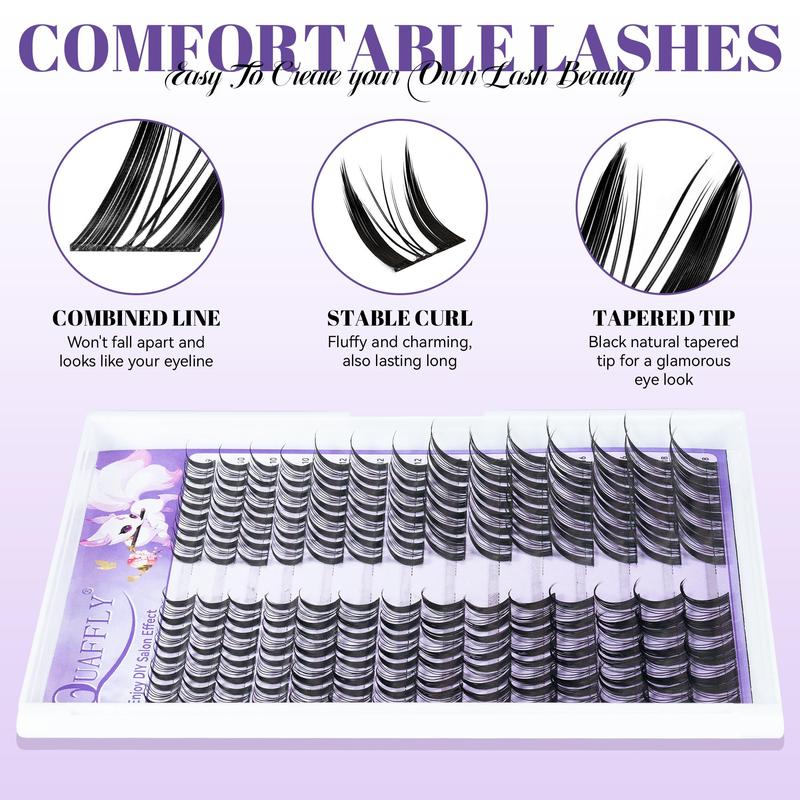 False Eyelashes Kit, 1 Box Individual False Eyelashes with Eyelash Glue & Tweezers & Brush & Glue Remover, Professional Eye Enhancement Tools for Women