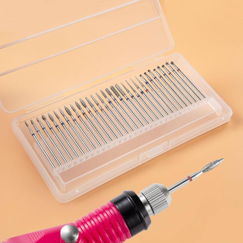 Nail Drill Bit Set with Storage Case, 30pcs Nail Polishing Head, Professional Manicure Tool for Beauty Salon Use