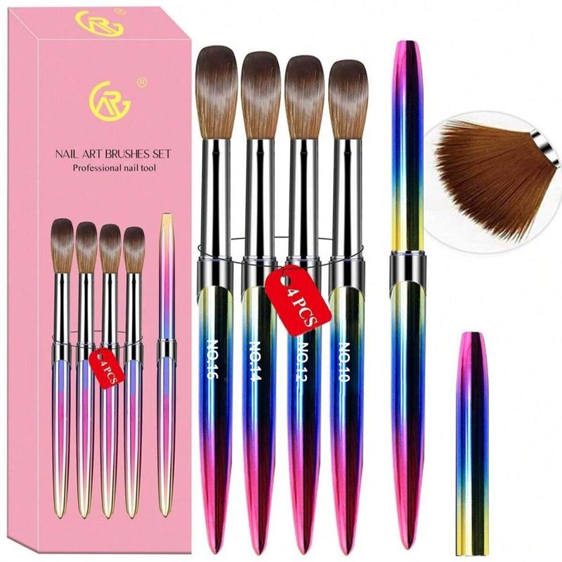 Acrylic Nail Brush Set, 4 Counts set Acrylic Powder Brush, Poly Extension Gel Brush, Nail Polish Carving Pen for Women Home Solon Diy