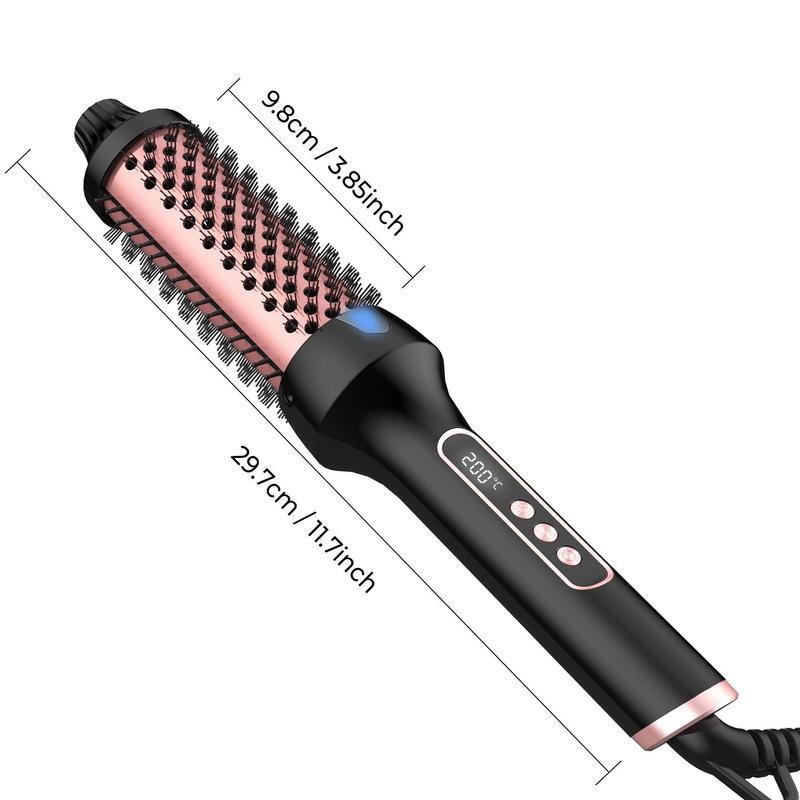 Hair Straightening Brush, 1 Count 9 Temperatures Heated Round Brush, LCD Display Hair Styling Tool for Home & Salon Use