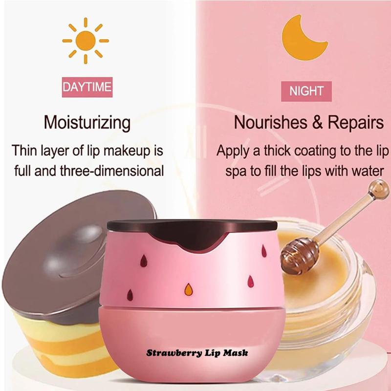 Lip Balm Honey Pot,Watermelon Lip Sleeping Mask Moisturizing Lip Mask Overnight Hydrating Dry and Cracked Lip Scrubs Exfoliator Lip Wrinkle