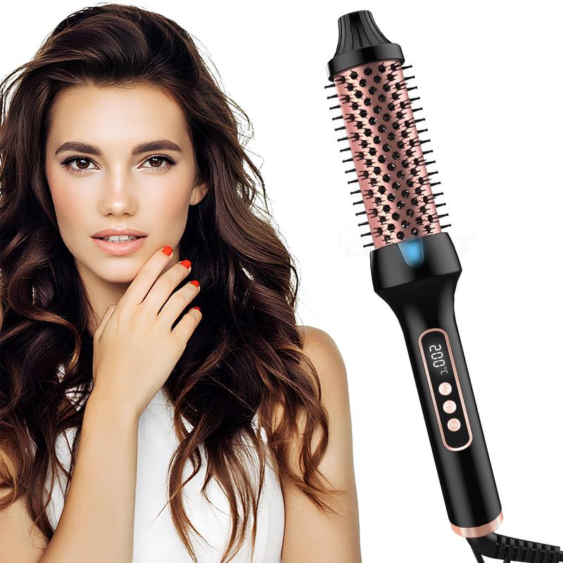 Hair Straightening Brush, 1 Count 9 Temperatures Heated Round Brush, LCD Display Hair Styling Tool for Home & Salon Use