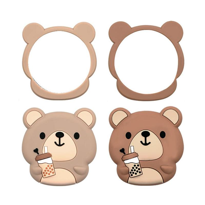 Cute Bear Design Hairbrush & Mirror Set, 1 Count Air Cushion Hair Comb & 1 Count Cute Mirror for Kids