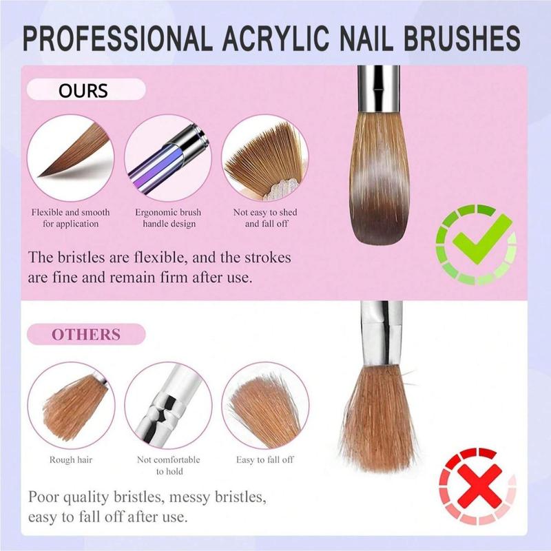 Acrylic Nail Brush Set, 4 Counts set Acrylic Powder Brush, Poly Extension Gel Brush, Nail Polish Carving Pen for Women Home Solon Diy