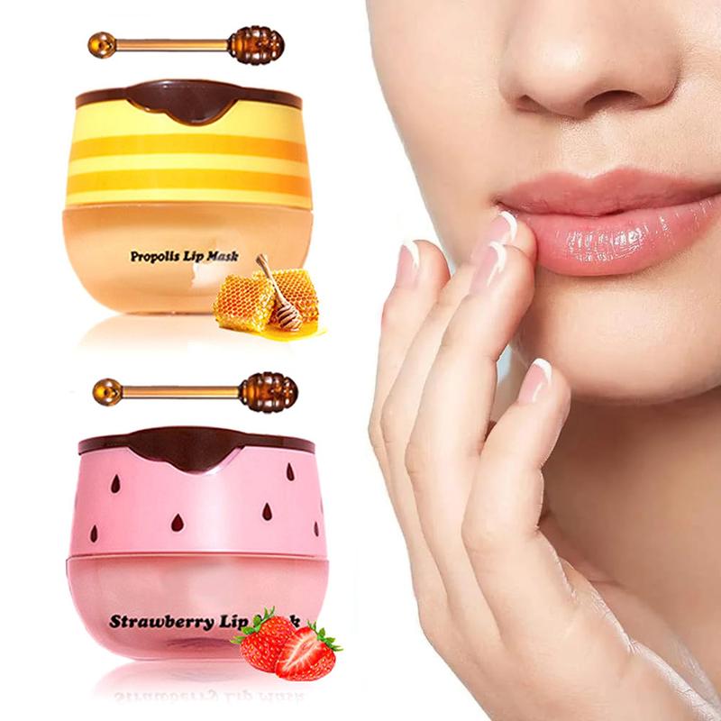 Lip Balm Honey Pot,Watermelon Lip Sleeping Mask Moisturizing Lip Mask Overnight Hydrating Dry and Cracked Lip Scrubs Exfoliator Lip Wrinkle