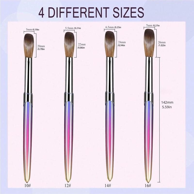 Acrylic Nail Brush Set, 4 Counts set Acrylic Powder Brush, Poly Extension Gel Brush, Nail Polish Carving Pen for Women Home Solon Diy